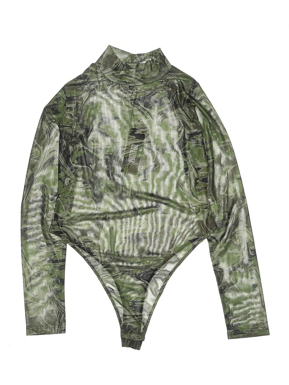 POSTER GRL Camo Green Mesh Top
